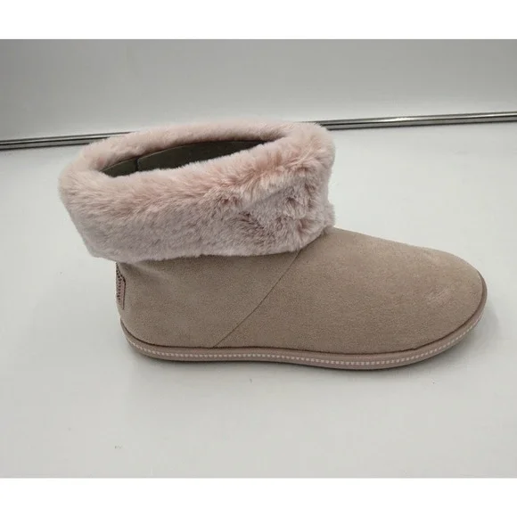 Skechers Campfire Slipper Bootie Boot Blush Pink Faux Fur Size 8 Memory Foam - Picture 8 of 12